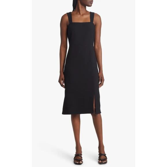 Chelsea 28 Dresses & Skirts - Chelsea 28 Square Neck Sleeveless Side Slit Dress Black NWT Size S